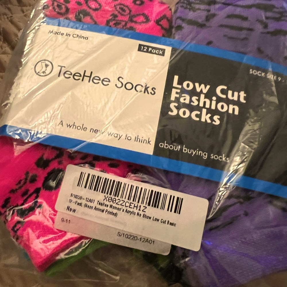 6-Pk Ankle Socks Blue Green Black Orange Purple